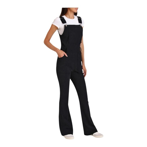 Avec Les Filles Pants - AVEC  LES FILLES FLARE LEG CORDUORY JUMPSUIT IN BLACK NWOT